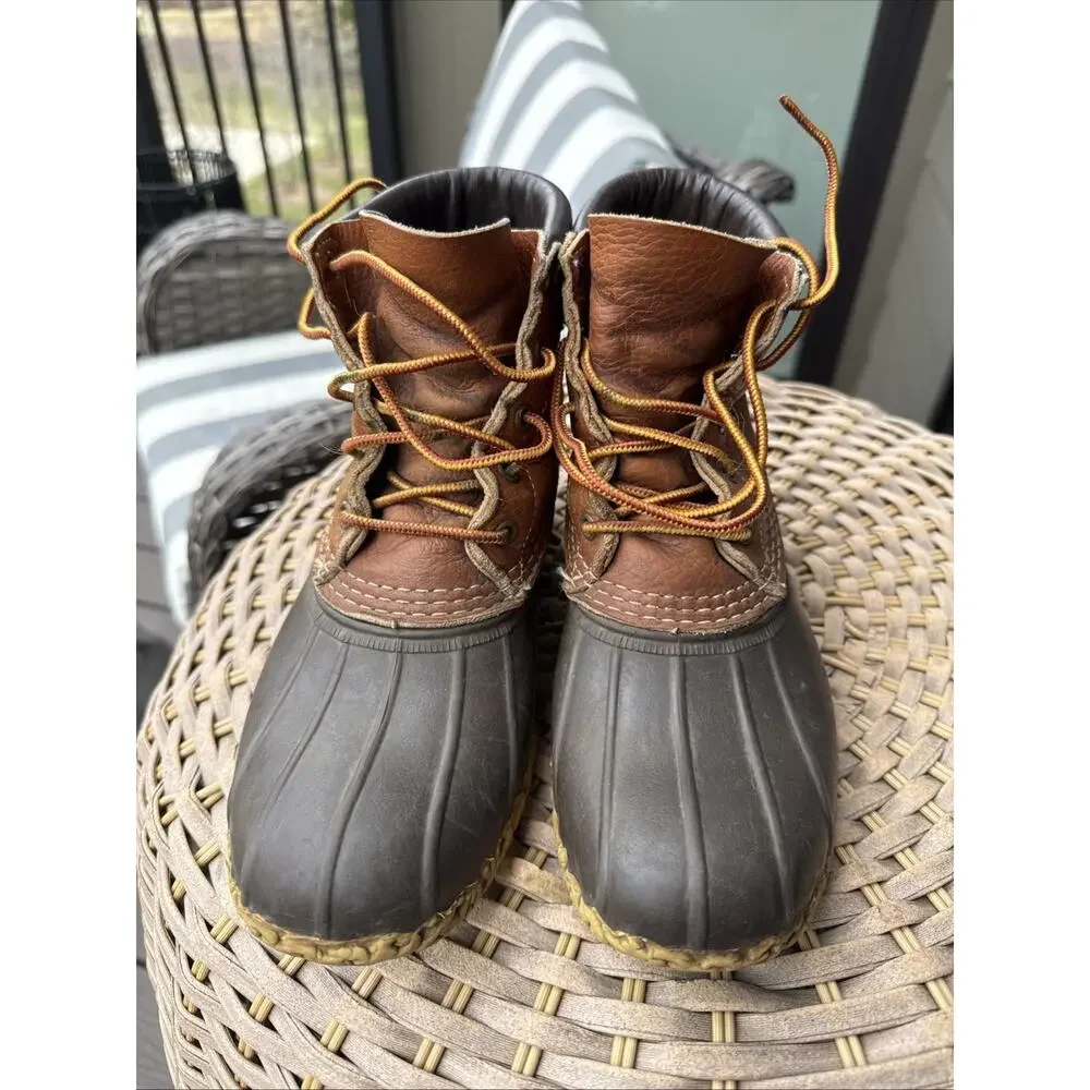 Bean Boots LL Bean Waterproof Duck Boots Womens Size 8 Made in USA Brown DM
